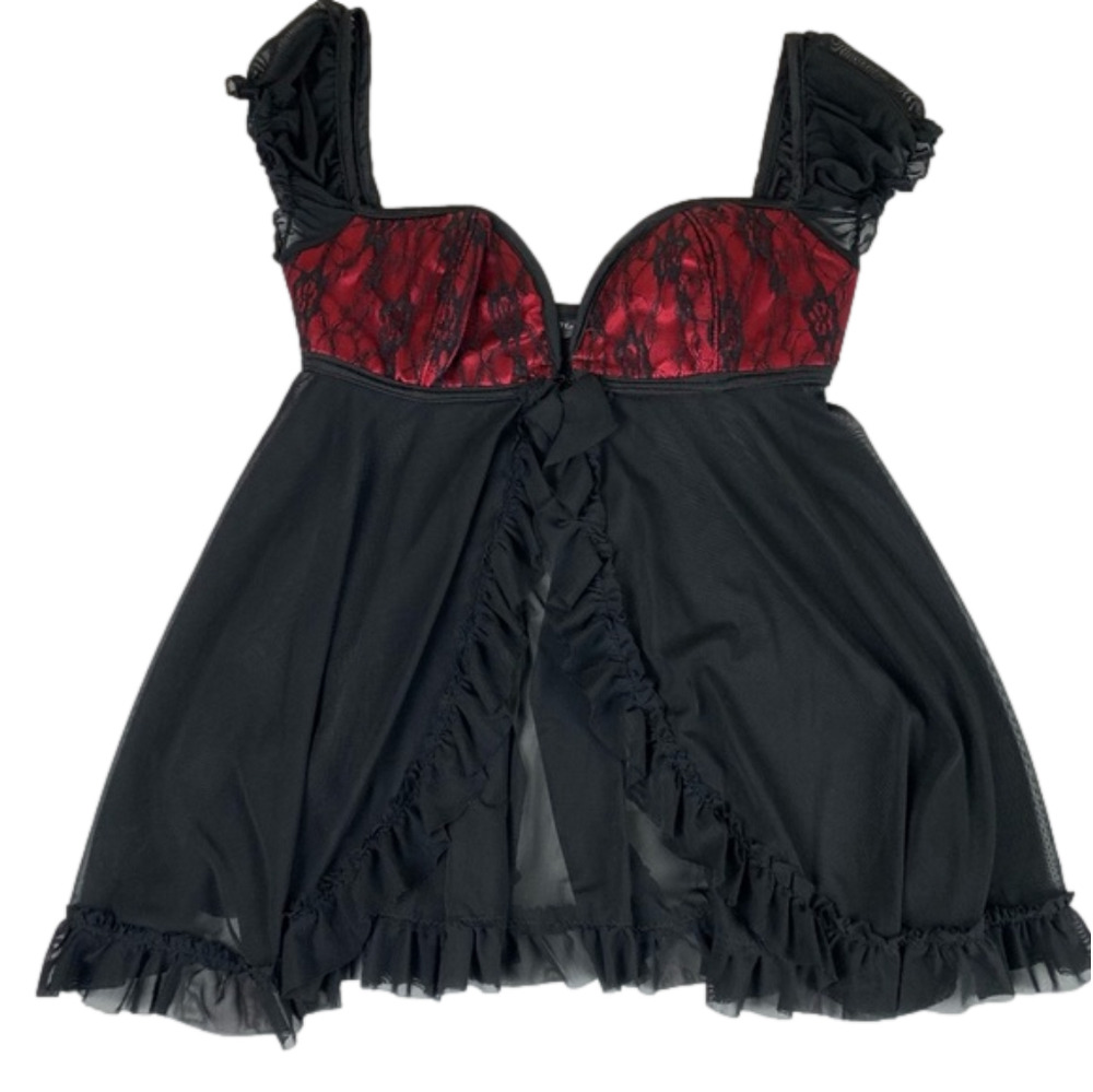 COQUETTE Capped sleeve bustier babydoll top